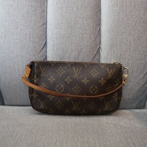 Louis Vuitton Monogram Wristlet in Monogram Brown and Tan